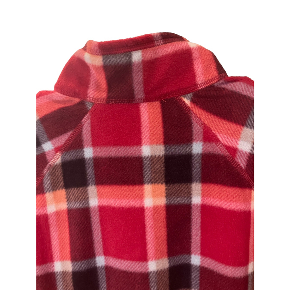 Eddie Bauer Dark Berry Red Plaid Lightweight Fleece 1/4 Zip Size M NEW - Picture 6 of 11